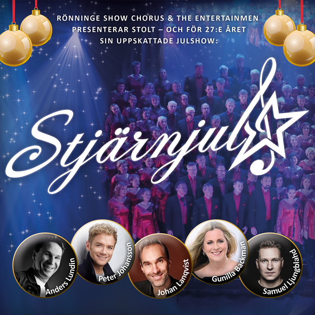 Stjärnjul XXVII är en storslagen och härligt omväxlande julshow, presenterad av de internationellt prisade körerna Rönninge Show Chorus och The EntertainMen.